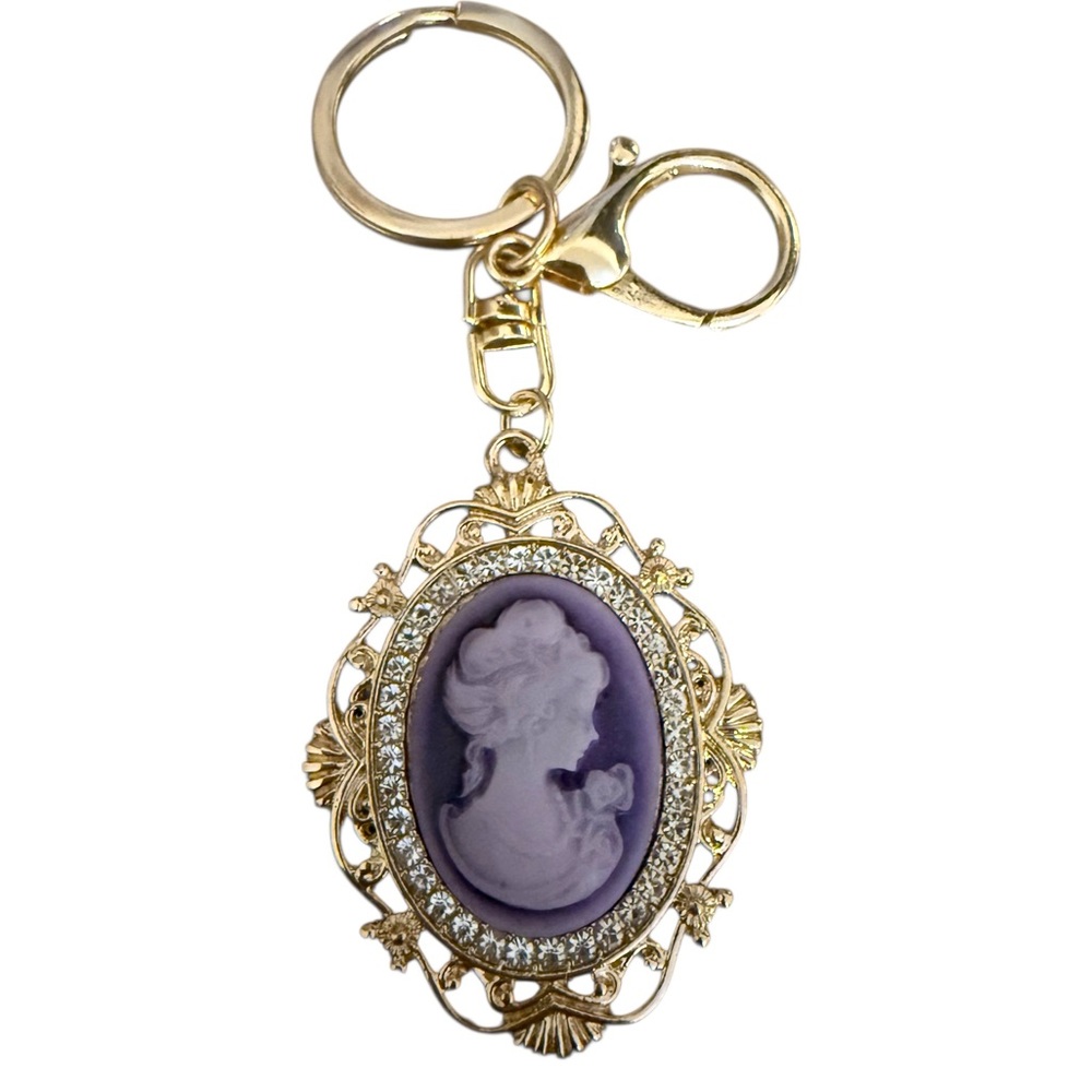 Purple and Gold Cameo Keychain